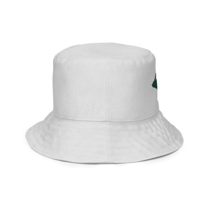 Michigan Upper Peninsula Bucket Hat (w/ Green UP Outline) | Reversible - Birch Bark White