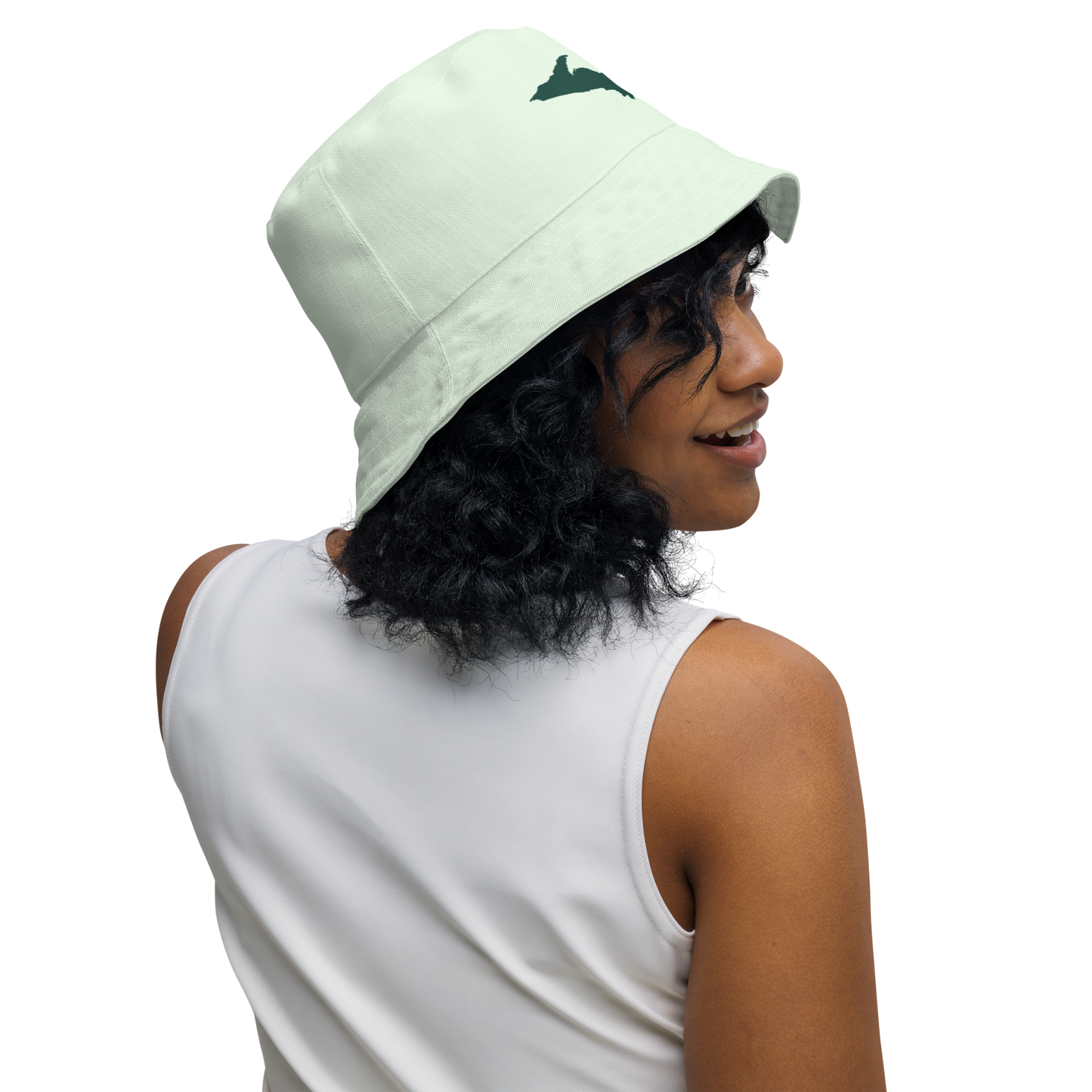 Michigan Upper Peninsula Bucket Hat (w/ Green UP Outline) | Reversible - Dew Green