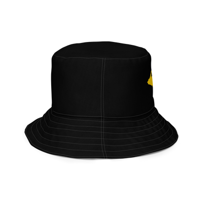 Michigan Upper Peninsula Bucket Hat (w/ Portage Gold UP Outline) | Reversible - Black