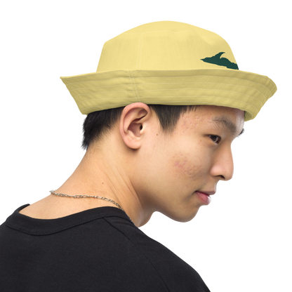 Michigan Upper Peninsula Bucket Hat (w/ Green UP Outline) | Reversible - Cherry Yellow