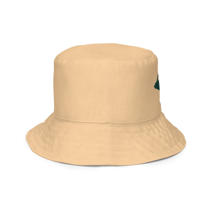 Michigan Upper Peninsula Bucket Hat (w/ Green UP Outline) | Reversible - Pale Apricot