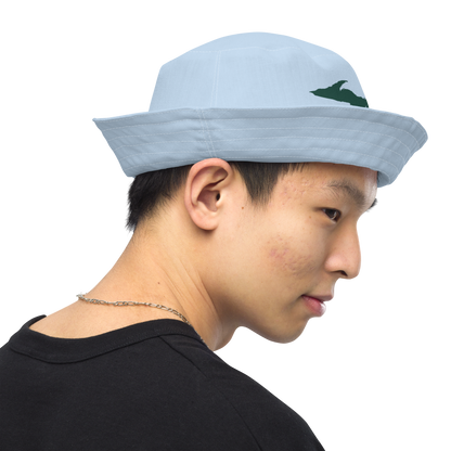 Michigan Upper Peninsula Bucket Hat (w/ Green UP Outline) | Reversible - Light Blue