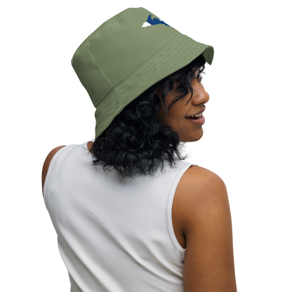 Michigan Upper Peninsula Bucket Hat (w/ UP Finland Flag) | Reversible - Camo Green