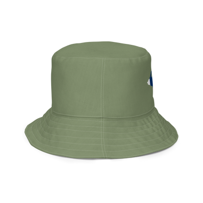 Michigan Upper Peninsula Bucket Hat (w/ UP Finland Flag) | Reversible - Camo Green