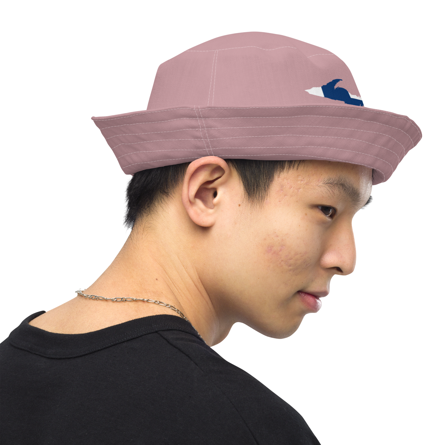 Michigan Upper Peninsula Bucket Hat (w/ UP Finland Flag) | Reversible - Cherry Blossom Pink