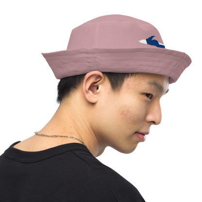 Michigan Upper Peninsula Bucket Hat (w/ UP Finland Flag) | Reversible - Cherry Blossom Pink