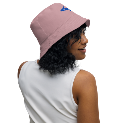 Michigan Upper Peninsula Bucket Hat (w/ UP Quebec Flag) | Reversible - Cherry Blossom Pink