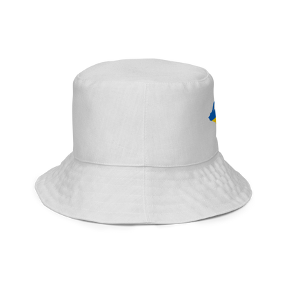 Michigan Upper Peninsula Bucket Hat (w/ UP Ukraine Flag) | Reversible - Birch Bark White