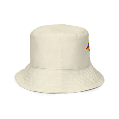 Michigan Upper Peninsula Bucket Hat (w/ UP Pride Flag) | Reversible - Ivory White