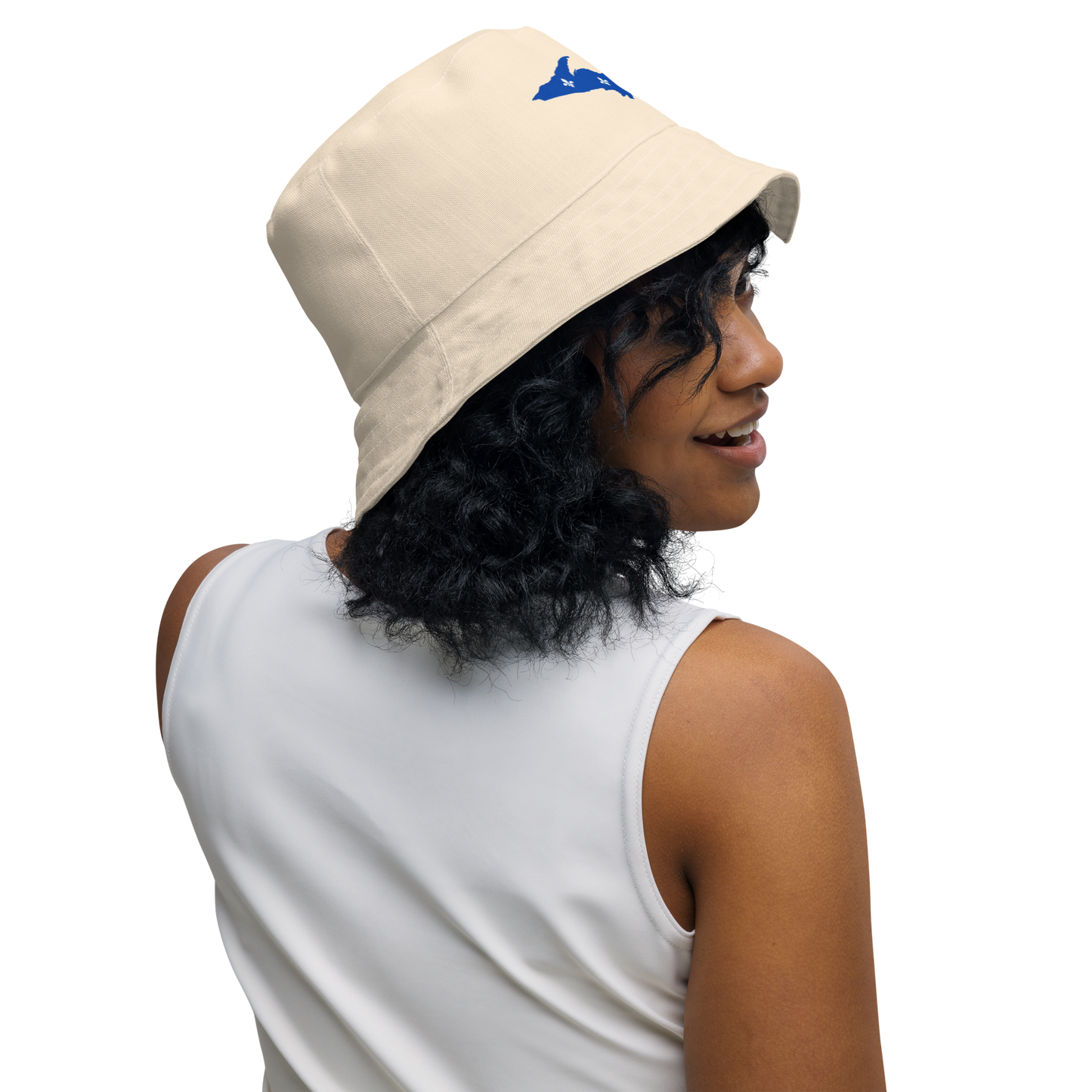 Michigan Upper Peninsula Bucket Hat (w/ UP Quebec Flag) | Reversible - Champagne White