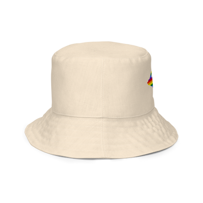 Michigan Upper Peninsula Bucket Hat (w/ UP Pride Flag) | Reversible - Champagne White