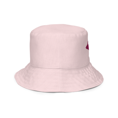 Michigan Upper Peninsula Bucket Hat (w/ Ruby Red UP Outline) | Reversible - Pale Pink