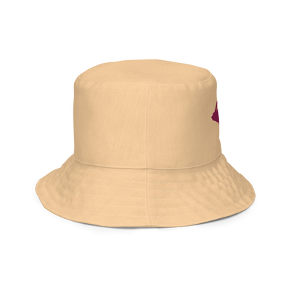 Michigan Upper Peninsula Bucket Hat (w/ Ruby Red UP Outline) | Reversible - Pale Apricot