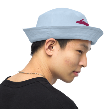 Michigan Upper Peninsula Bucket Hat (w/ Ruby Red UP Outline) | Reversible - Light Blue