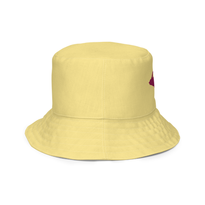 Michigan Upper Peninsula Bucket Hat (w/ Ruby Red UP Outline) | Reversible - Cherry Yellow