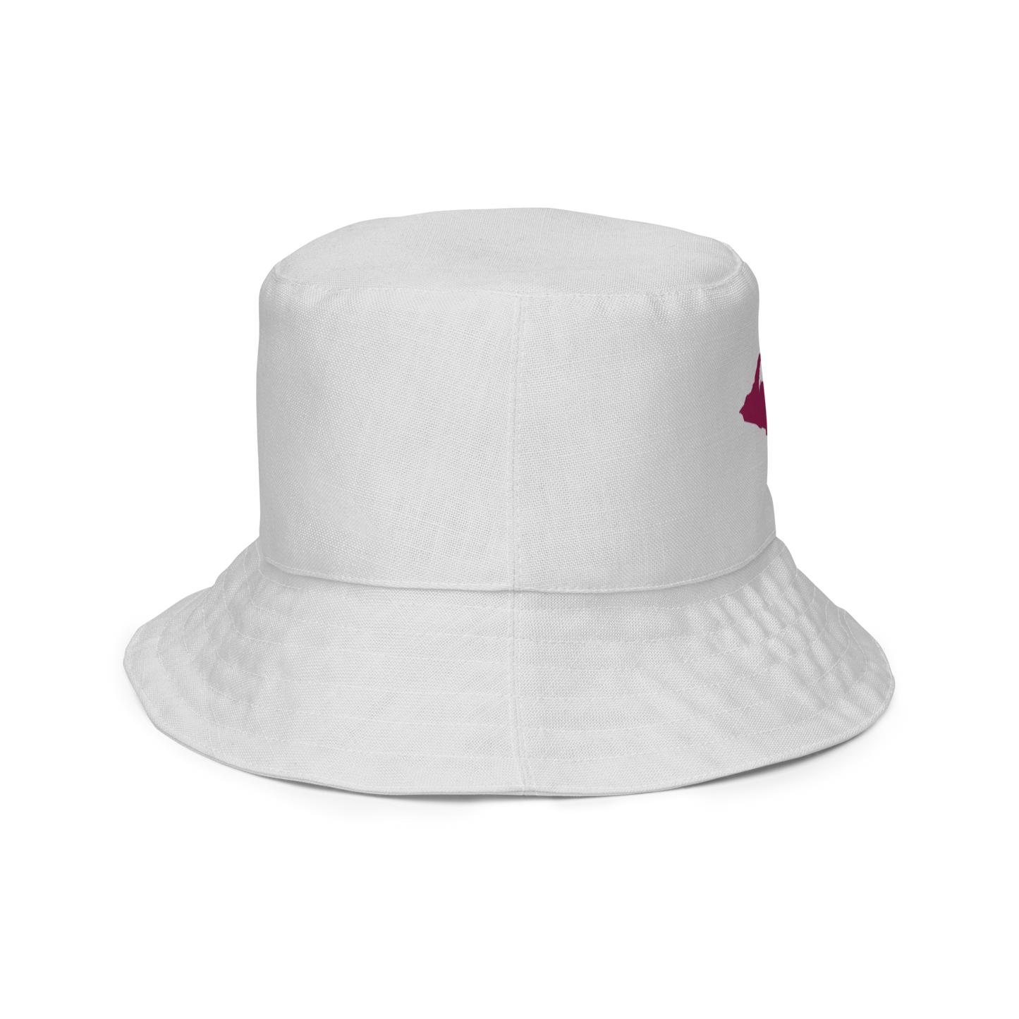 Michigan Upper Peninsula Bucket Hat (w/ Ruby Red UP Outline) | Reversible - Birch Bark White