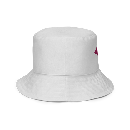 Michigan Upper Peninsula Bucket Hat (w/ Ruby Red UP Outline) | Reversible - Birch Bark White