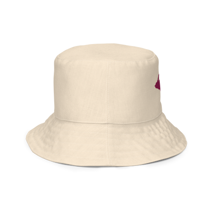 Michigan Upper Peninsula Bucket Hat (w/ Ruby Red UP Outline) | Reversible - Champagne White