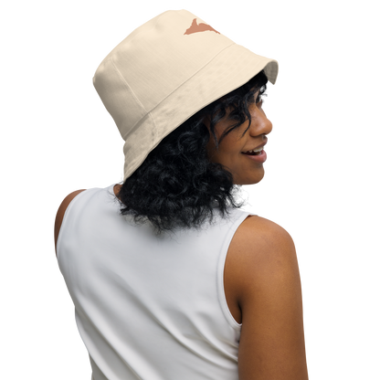 Michigan Upper Peninsula Bucket Hat (w/ Copper UP Outline) | Reversible - Champagne White