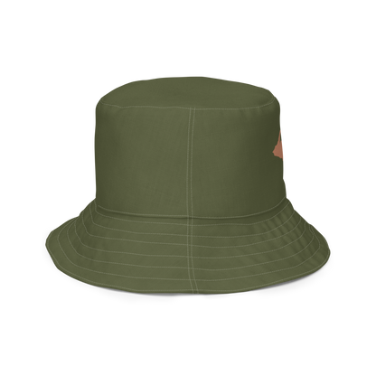 Michigan Upper Peninsula Bucket Hat (w/ Copper UP Outline) | Reversible - Army Green