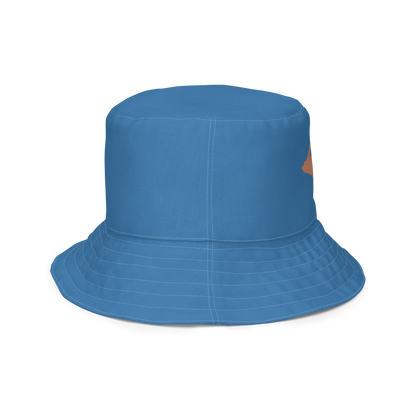 Michigan Upper Peninsula Bucket Hat (w/ Copper UP Outline) | Reversible - Lake Superior Blue