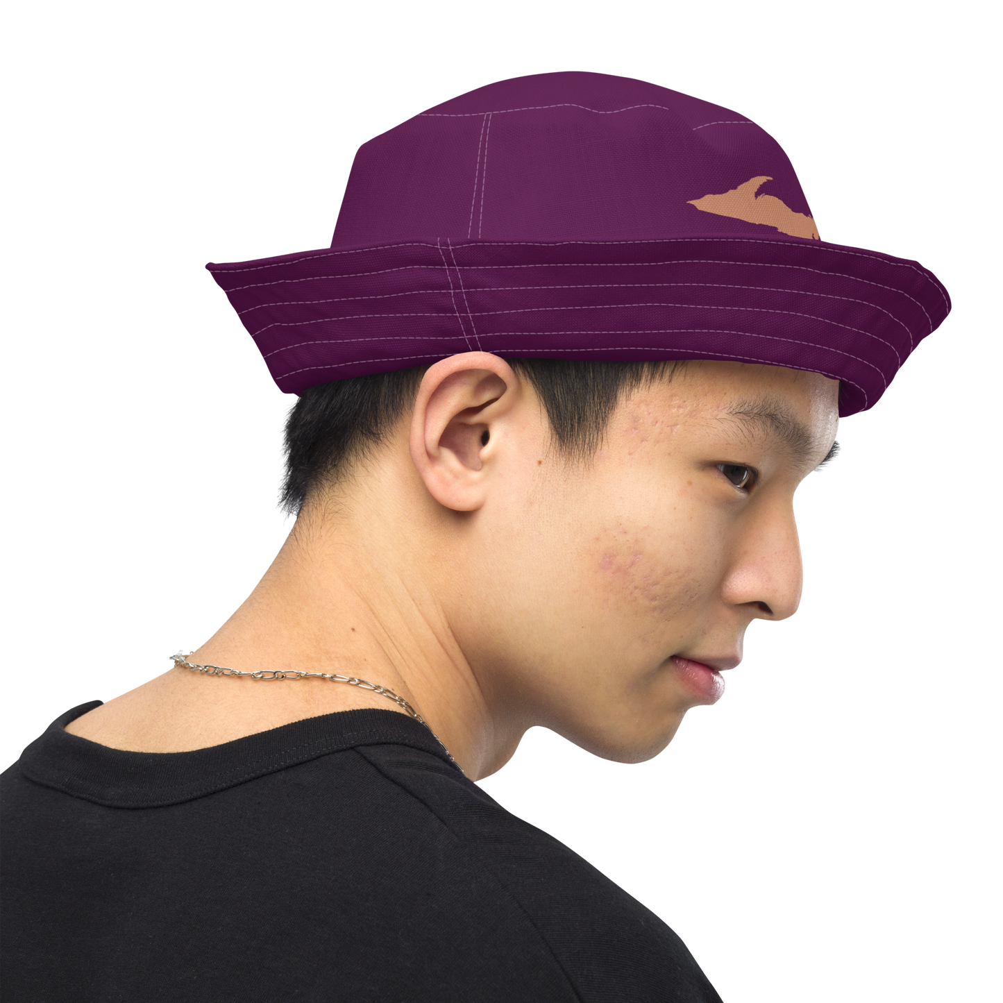 Michigan Upper Peninsula Bucket Hat (w/ Copper UP Outline) | Reversible - Tyrian Purple