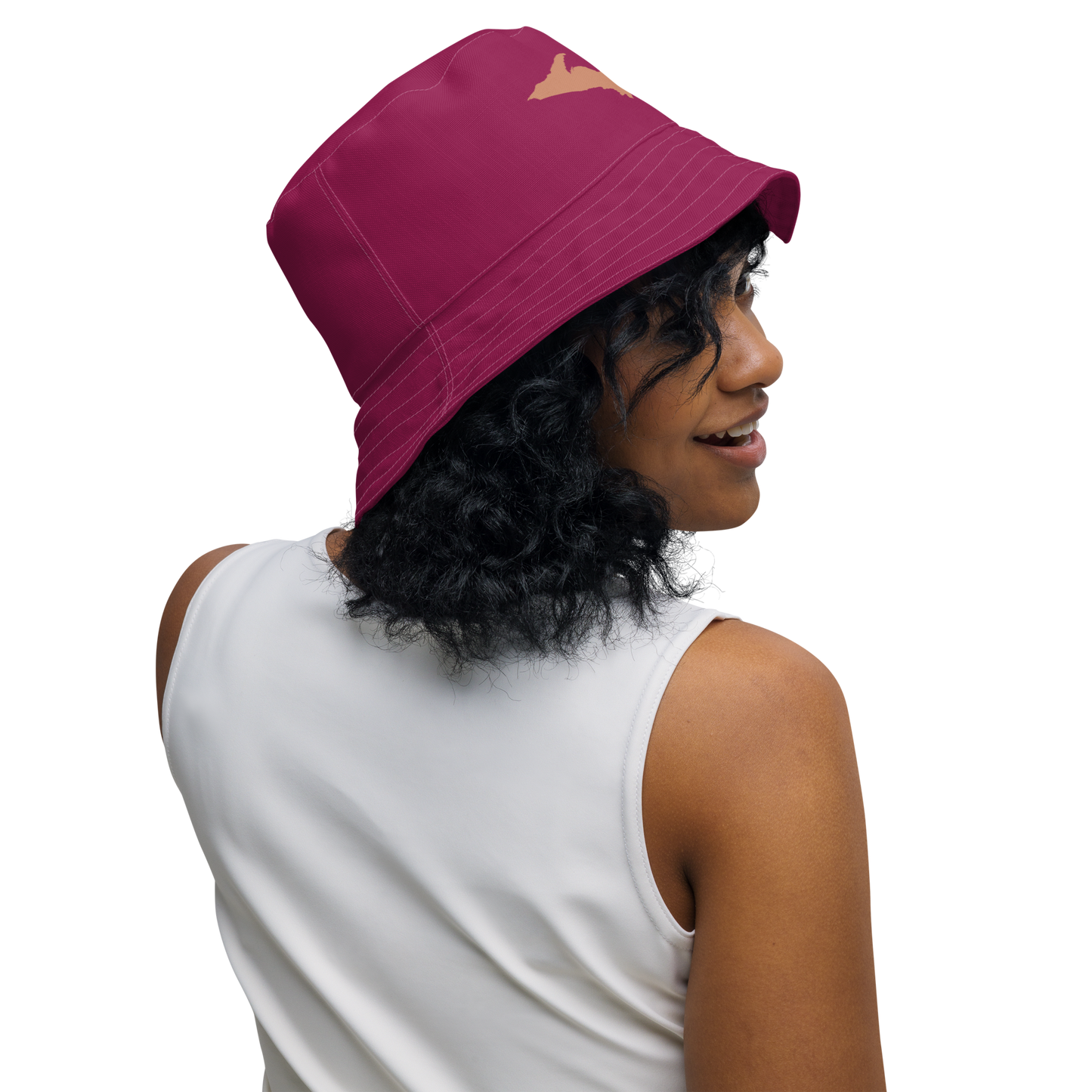 Michigan Upper Peninsula Bucket Hat (w/ Copper UP Outline) | Reversible - Ruby Red