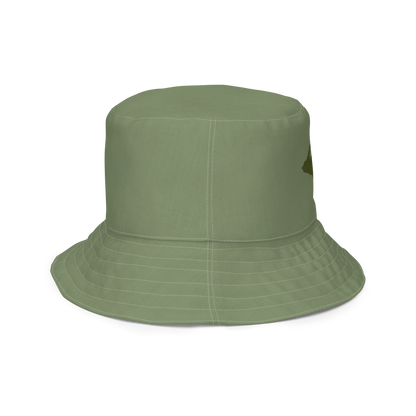 Michigan Upper Peninsula Bucket Hat (w/ Army Green UP Outline) | Reversible - Camo Green