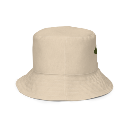 Michigan Upper Peninsula Bucket Hat (w/ Army Green UP Outline) | Reversible - Canvas Color