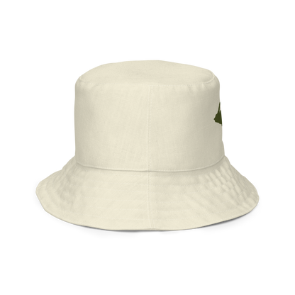 Michigan Upper Peninsula Bucket Hat (w/ Army Green UP Outline) | Reversible - Ivory Color