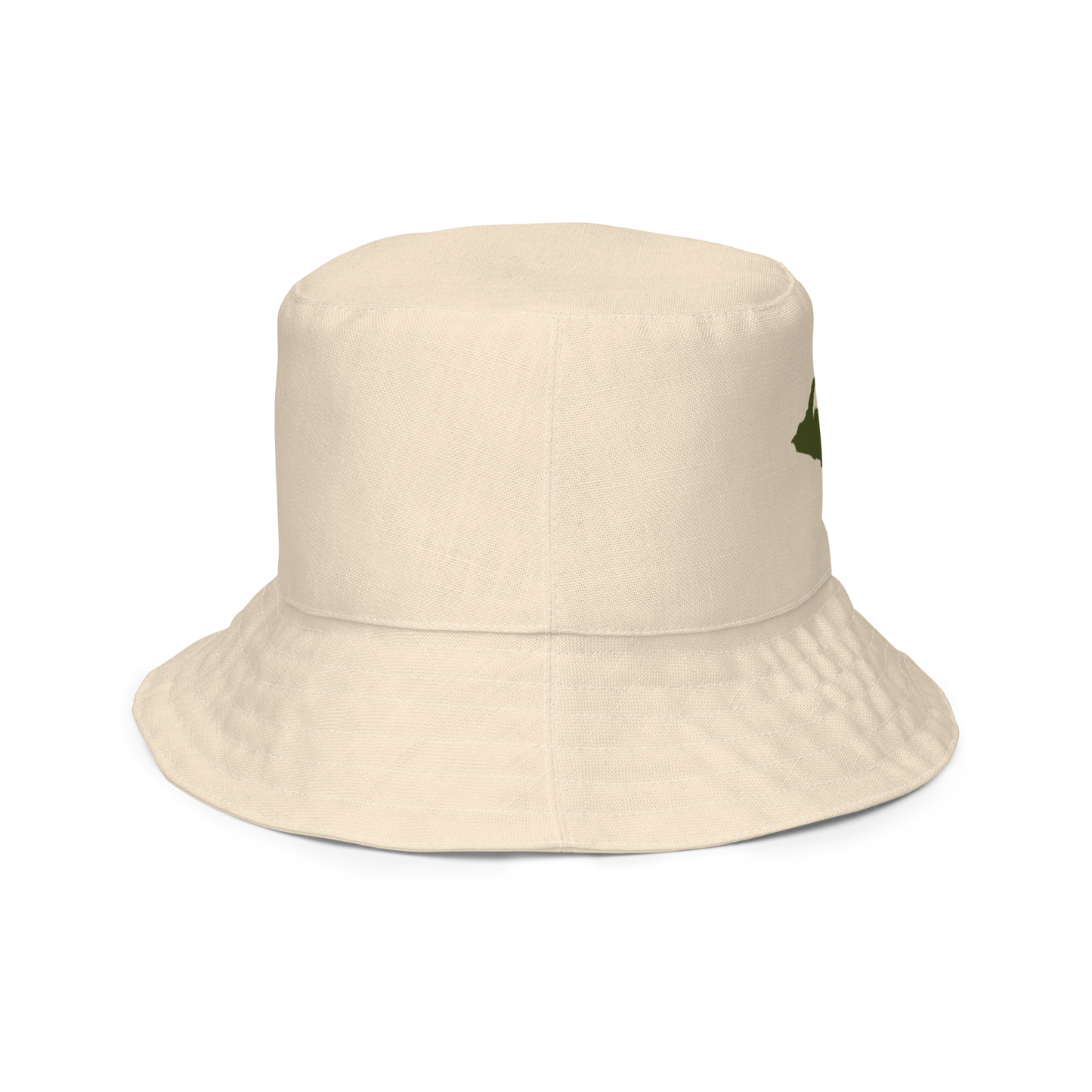 Michigan Upper Peninsula Bucket Hat (w/ Army Green UP Outline) | Reversible - Champagne White