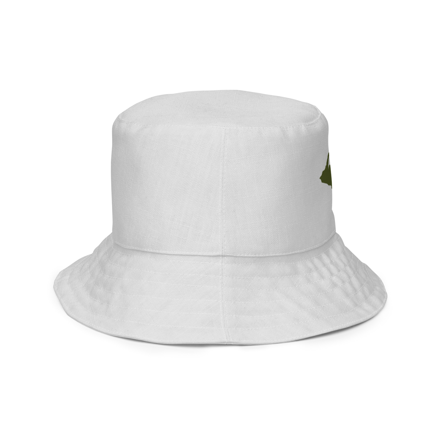 Michigan Upper Peninsula Bucket Hat (w/ Army Green UP Outline) | Reversible - Birch Bark White