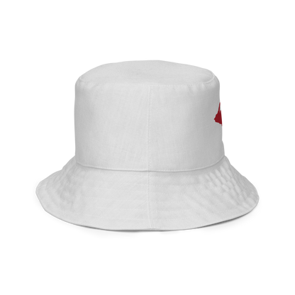 Michigan Upper Peninsula Bucket Hat (w/ Thimbleberry Red UP Outline) | Reversible - Birch Bark White