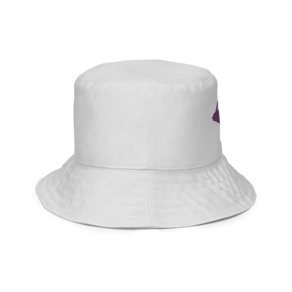 Michigan Upper Peninsula Bucket Hat (w/ Plum UP Outline) | Reversible - Birch Bark White