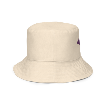 Michigan Upper Peninsula Bucket Hat (w/ Plum UP Outline) | Reversible - Champagne White