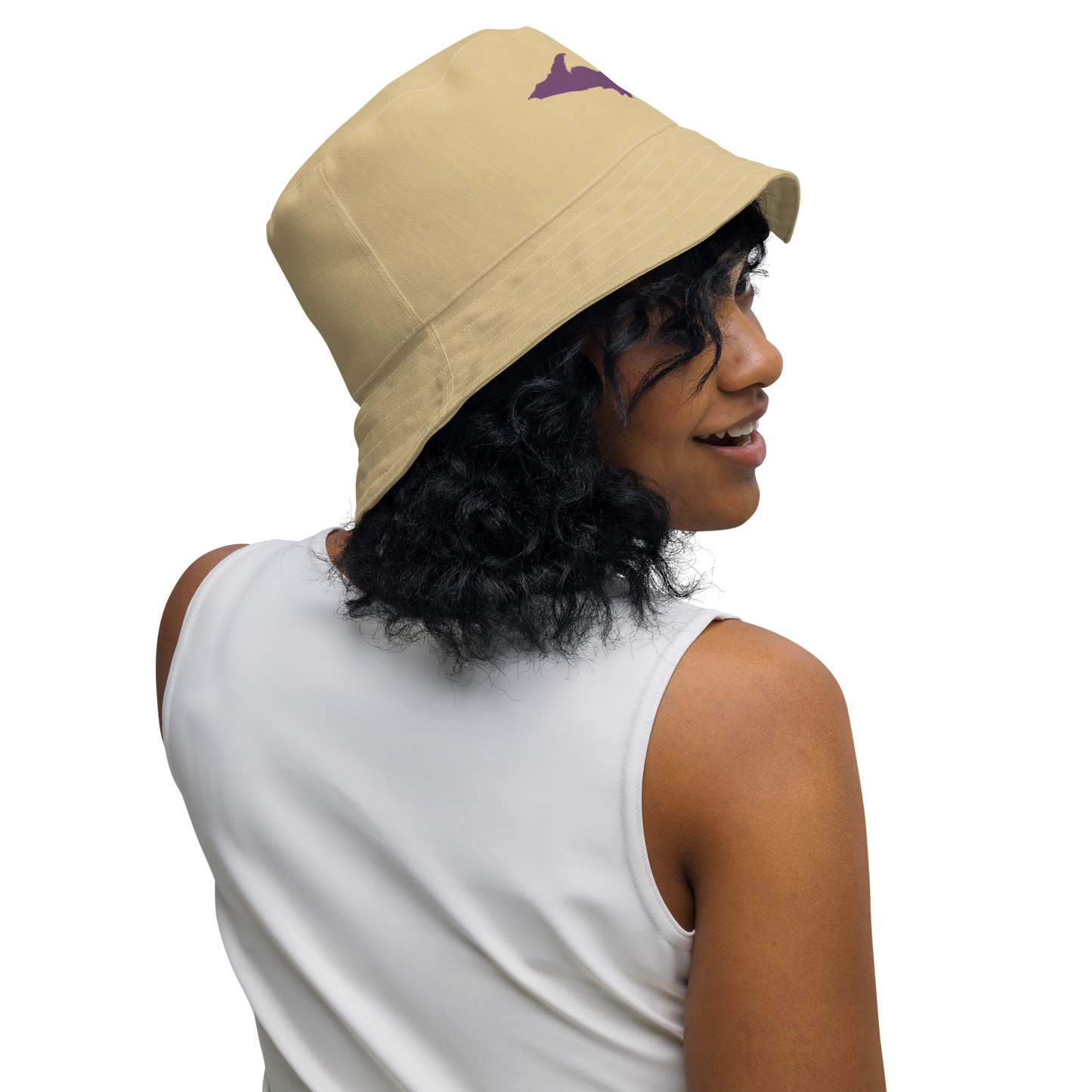 Michigan Upper Peninsula Bucket Hat (w/ Plum UP Outline) | Reversible - Maple Color