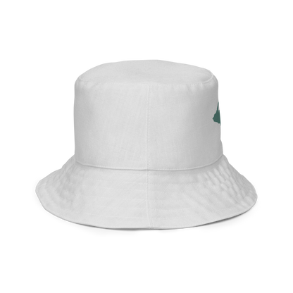 Michigan Upper Peninsula Bucket Hat (w/ Copper Green UP Outline) | Reversible - Birch Bark White