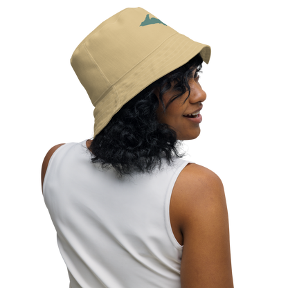 Michigan Upper Peninsula Bucket Hat (w/ Copper Green UP Outline) | Reversible - Maple Color