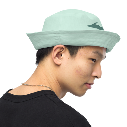 Michigan Upper Peninsula Bucket Hat (w/ Copper Green UP Outline) | Reversible - Sea Green