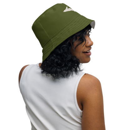 Michigan Upper Peninsula Bucket Hat | Reversible - Army Green/Canvas Color