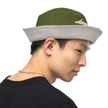 Michigan Upper Peninsula Bucket Hat | Reversible - Army Green/Canvas Color