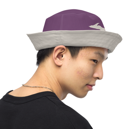 Michigan Upper Peninsula Bucket Hat | Reversible - Plum/Canvas Color