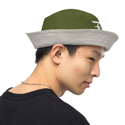 Detroit 'Old English D' Bucket Hat | Reversible - Army Green