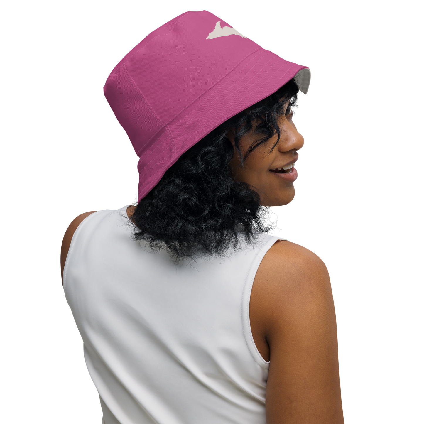 Michigan Upper Peninsula Bucket Hat | Reversible - Apple Blossom Pink/Canvas Color