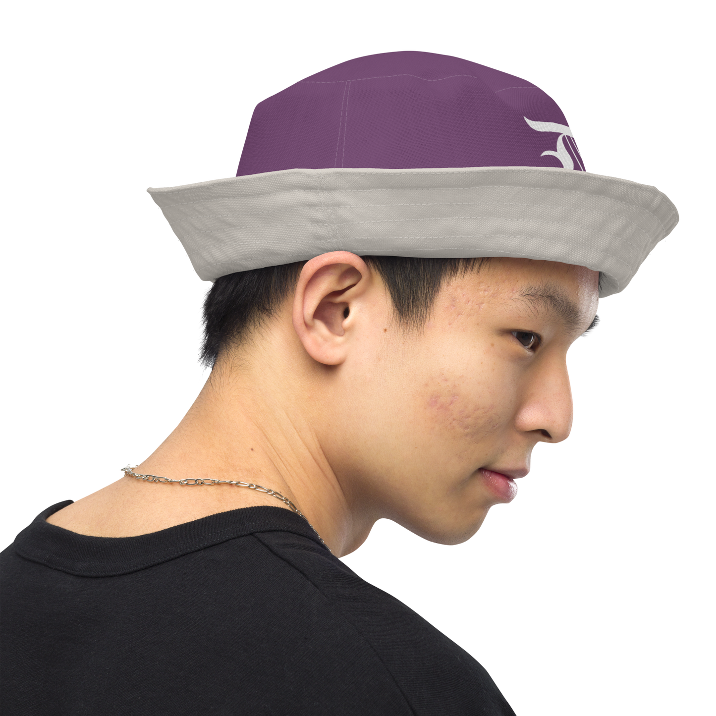 Detroit 'Old English D' Bucket Hat | Reversible - Plum/Canvas Color