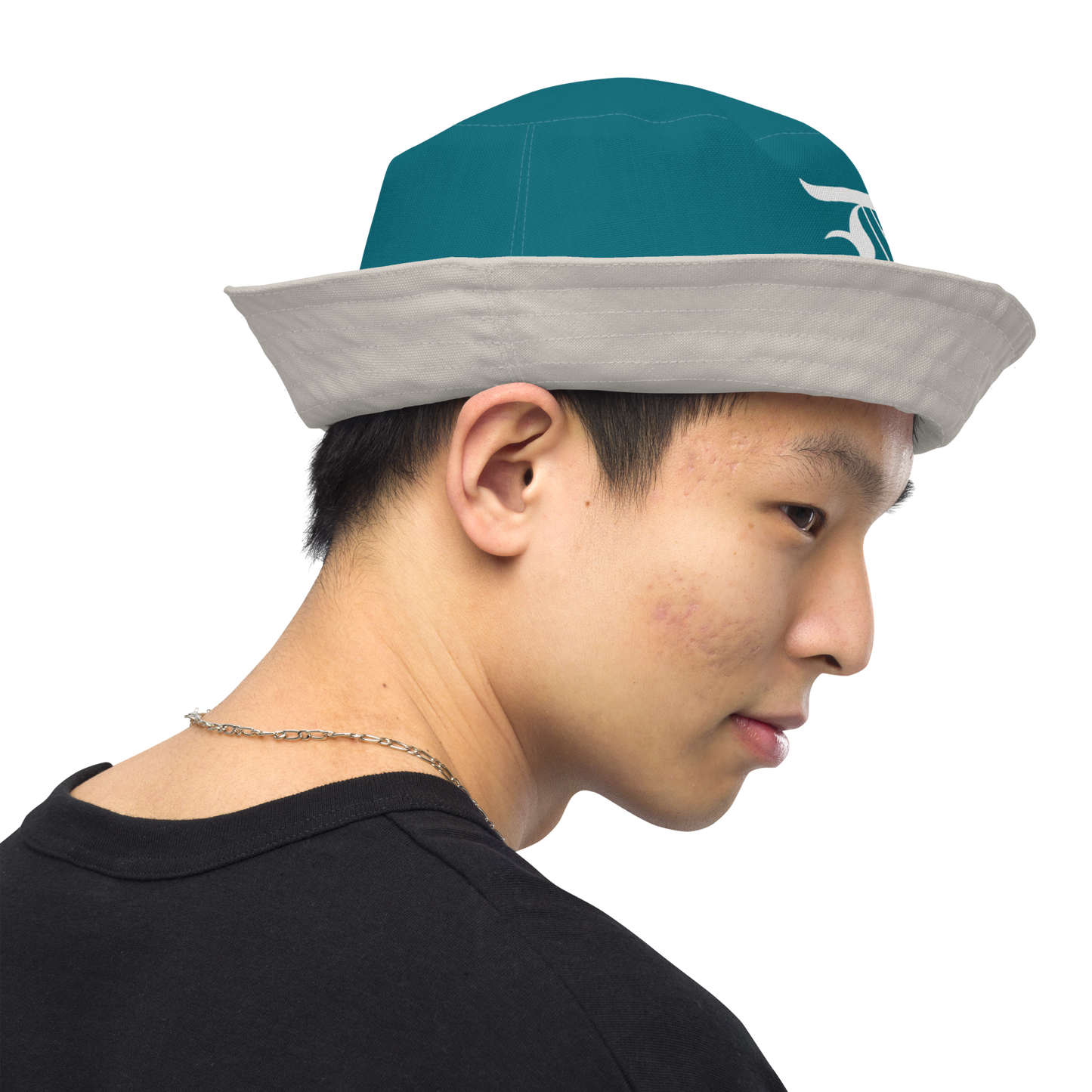 Detroit 'Old English D' Bucket Hat | Reversible - Auburn Hills Teal/Canvas Color