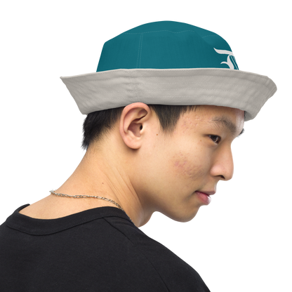 Detroit 'Old English D' Bucket Hat | Reversible - Auburn Hills Teal/Canvas Color