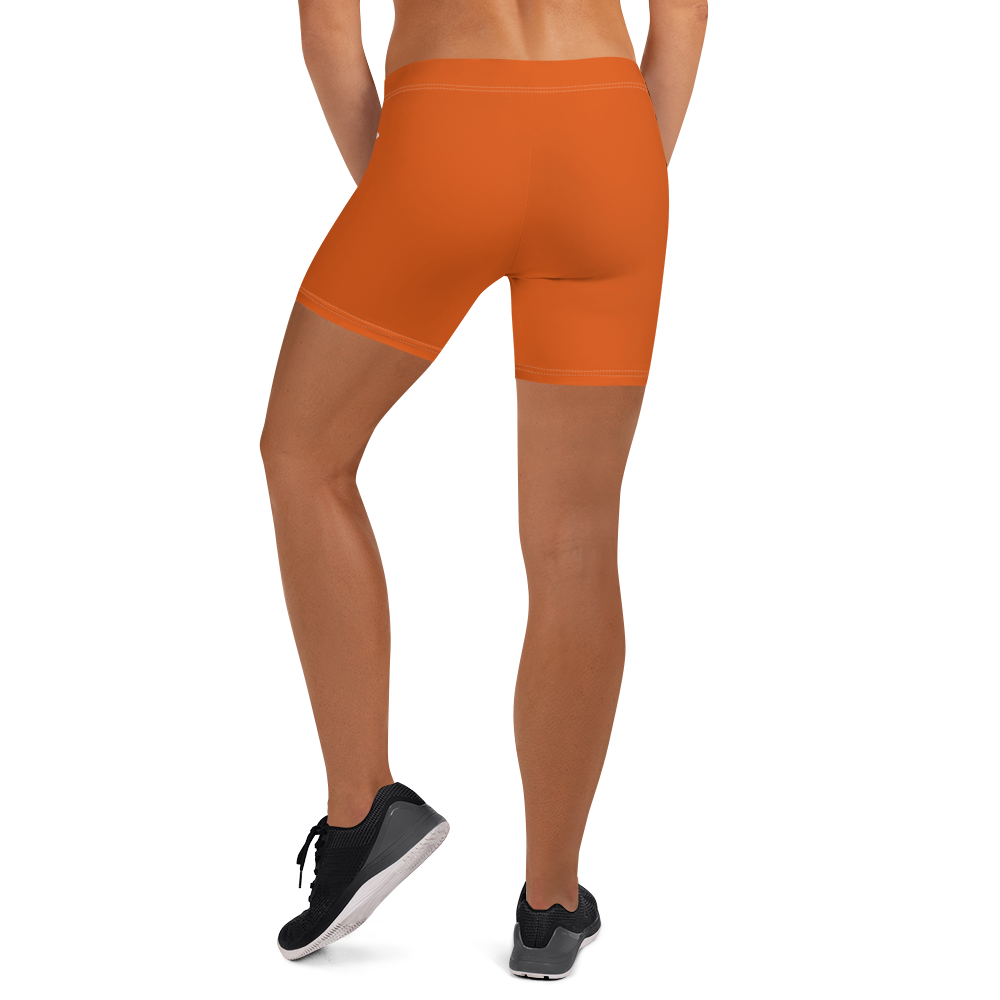 Michigan Upper Peninsula Tight Shorts (w/ UP Outline) | Maple Leaf Orange