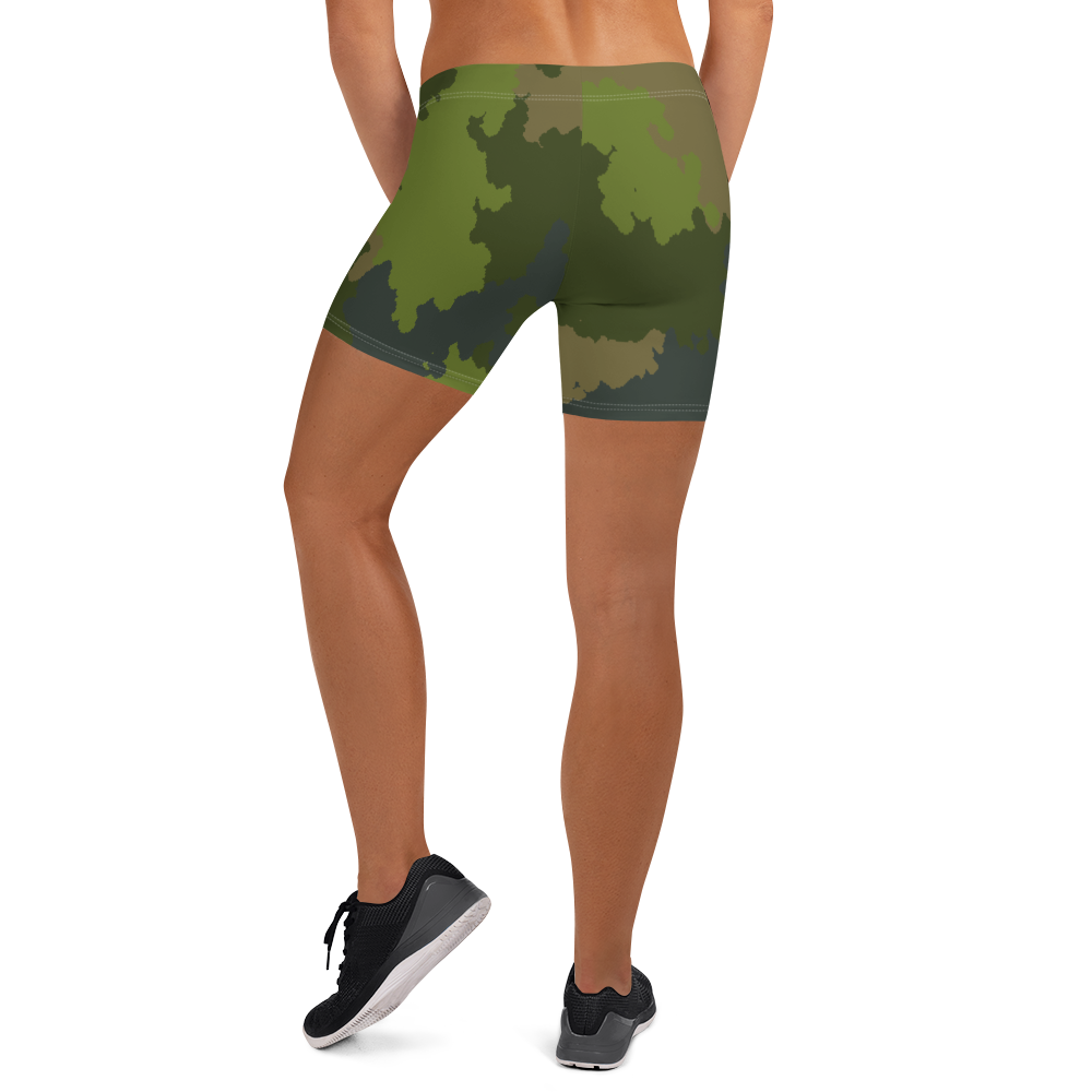 Michigan Upper Peninsula Tight Shorts (w/ UP Outline) | Woodland Camo