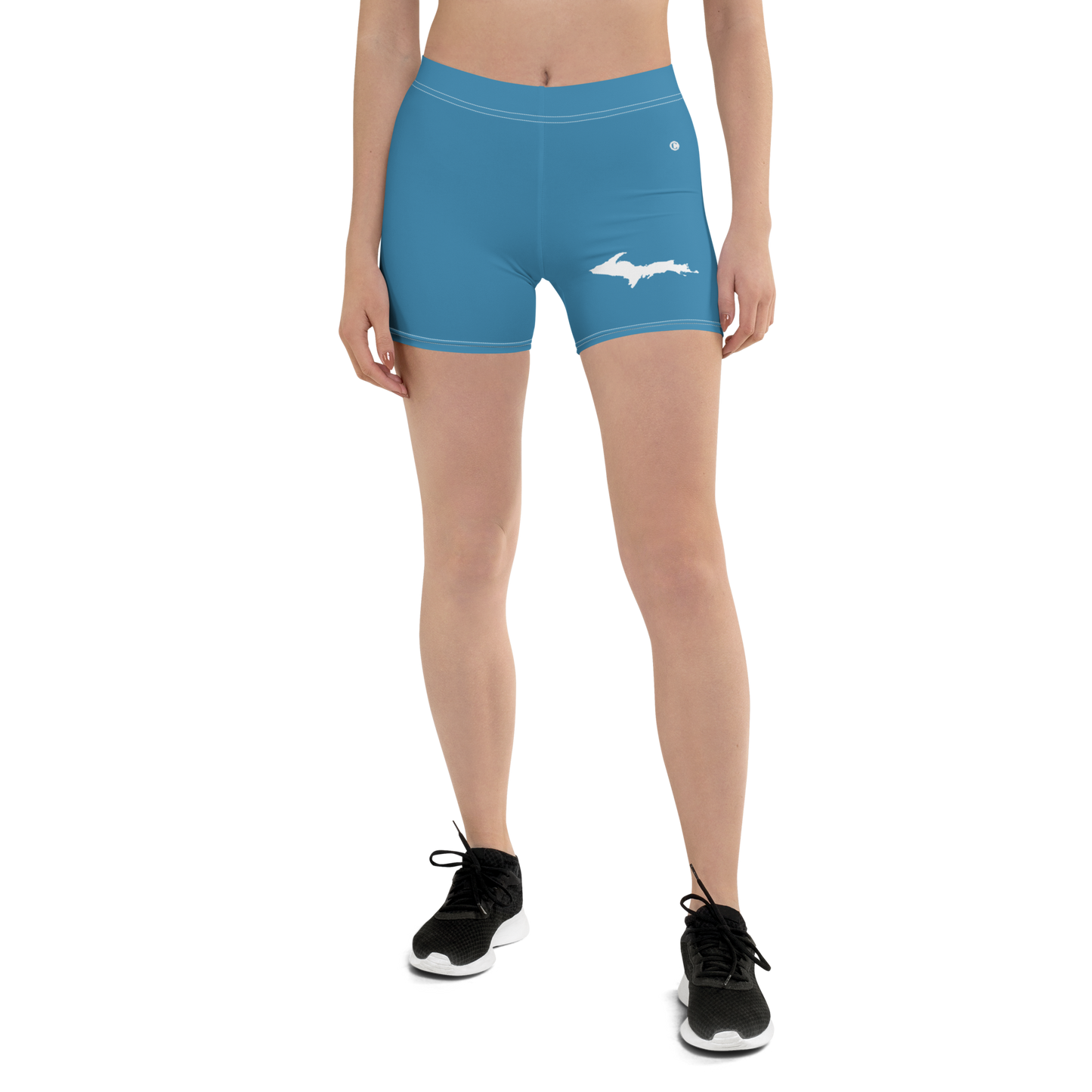 Michigan Upper Peninsula Tight Shorts (w/ UP Outline) | Lake Michigan Blue